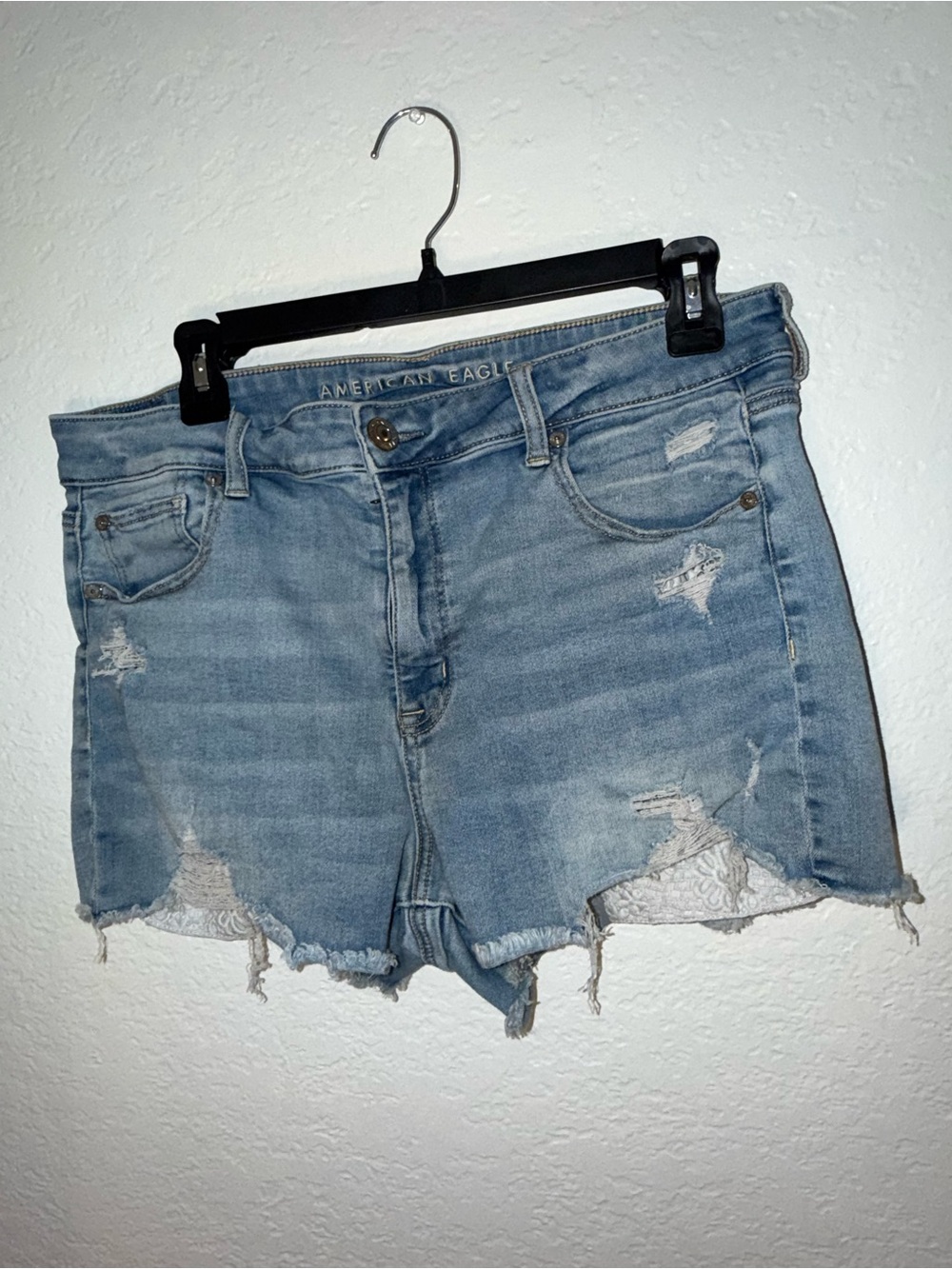 American Eagle Outfitters Light Wash Distressed Denim Shorts